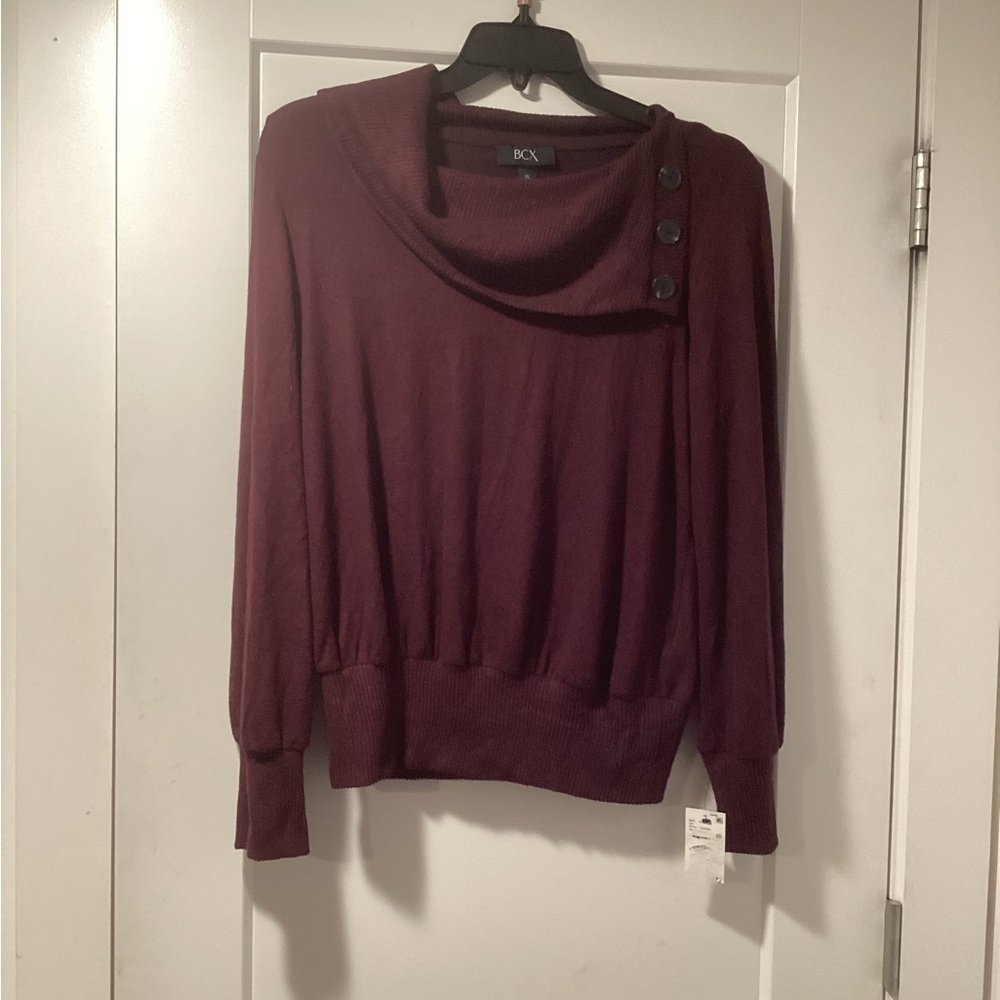 Nwt BCX‎ Size XL Foldover Sweater Raisin